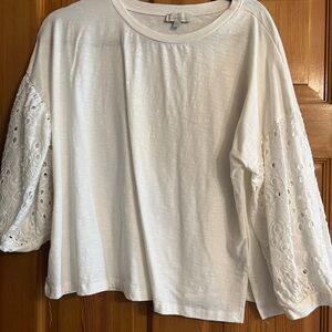 White Eyelet Sleeve Women's Top